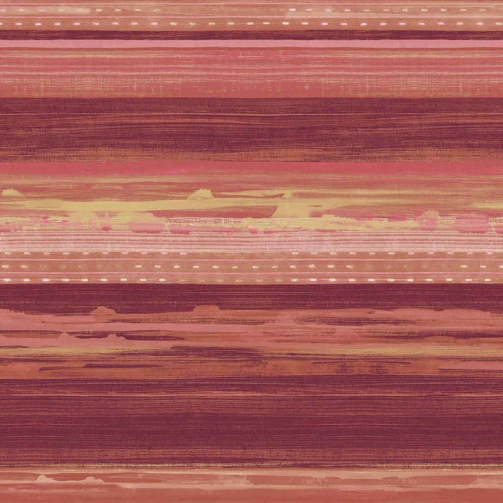 Seabrook Horizon Brushed Stripe Cranberry, Scarlet, and Blonde Wallpaper