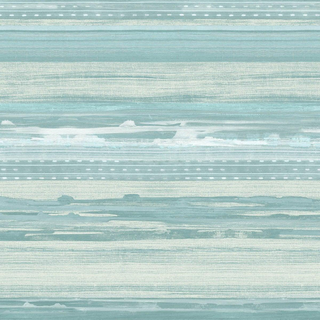 Seabrook Horizon Brushed Stripe Teal, Seafoam, and Ivory Wallpaper