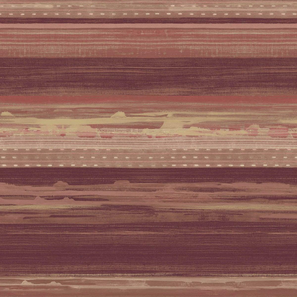Seabrook Horizon Brushed Stripe Maroon, Taupe, and Blonde Wallpaper
