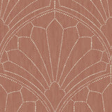 Seabrook Scallop Medallion Redwood and Ivory Wallpaper