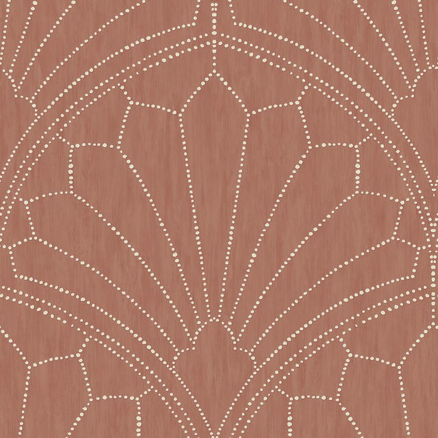 Seabrook Scallop Medallion Redwood and Ivory Wallpaper