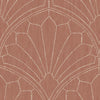 Seabrook Scallop Medallion Redwood And Ivory Wallpaper