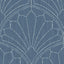 Seabrook Scallop Medallion Steel Blue and Ivory Wallpaper