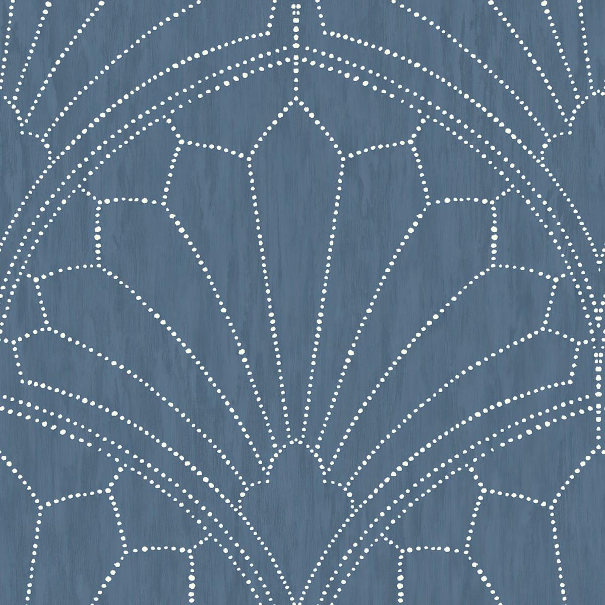 Seabrook Scallop Medallion Blue Wallpaper