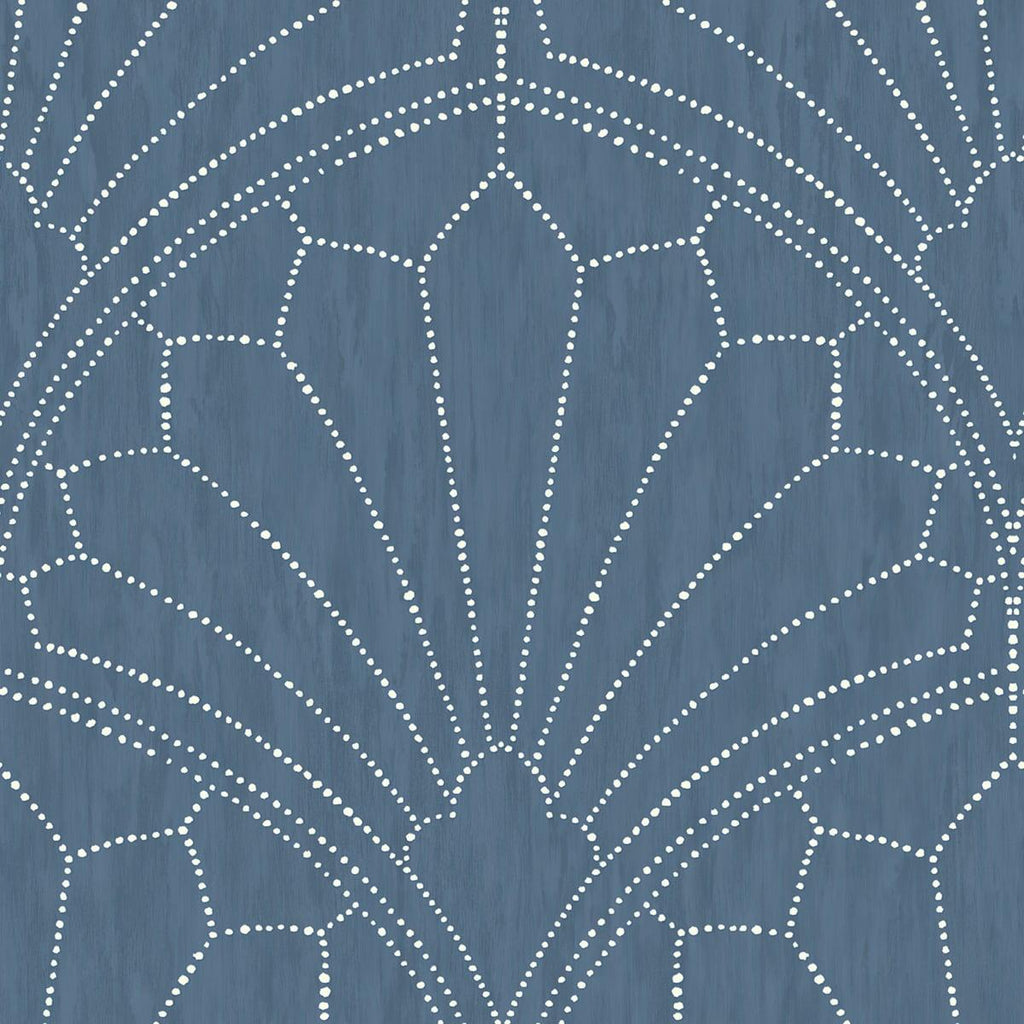 Seabrook Scallop Medallion Blue Wallpaper