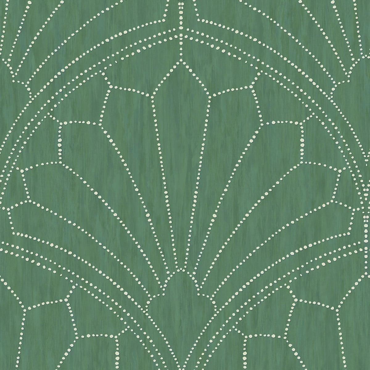 Seabrook Scallop Medallion Jade and Ivory Wallpaper