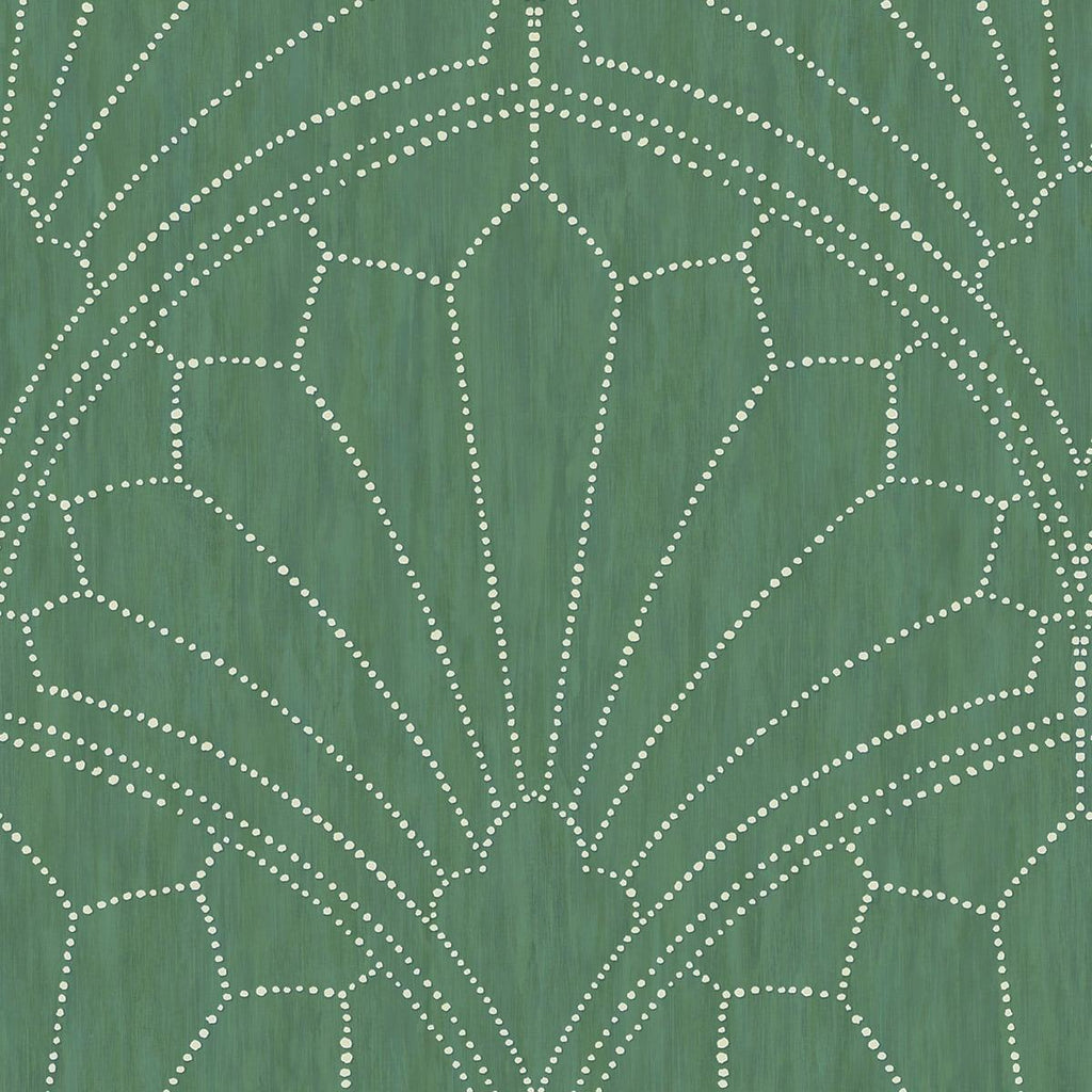 Seabrook Scallop Medallion Jade and Ivory Wallpaper