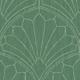 Seabrook Scallop Medallion Green Wallpaper
