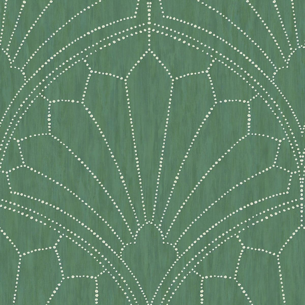 Seabrook Scallop Medallion Green Wallpaper