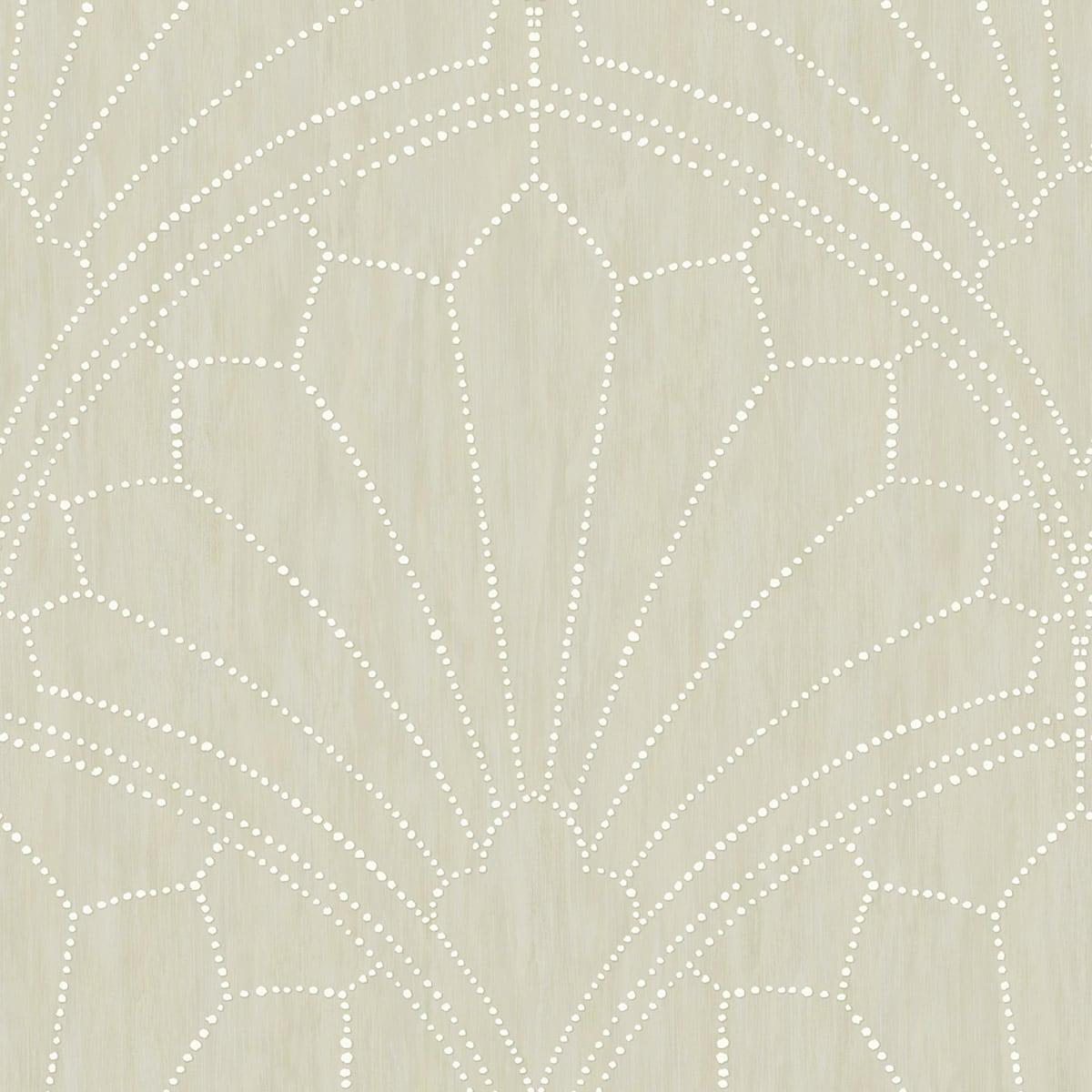 Seabrook Scallop Medallion Beige Wallpaper