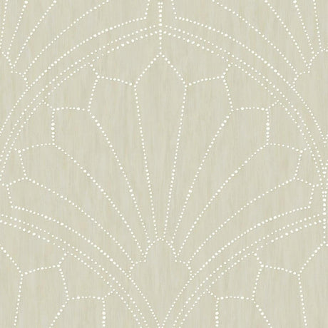 Seabrook Scallop Medallion Beige Wallpaper