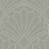 Seabrook Scallop Medallion Cinder Gray and Ivory Wallpaper
