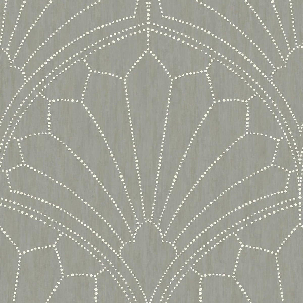 Seabrook Scallop Medallion Cinder Gray and Ivory Wallpaper