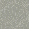 Seabrook Scallop Medallion Cinder Gray And Ivory Wallpaper