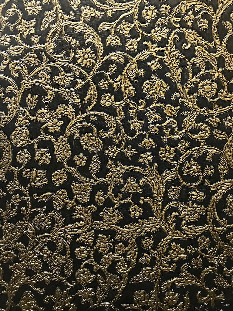 Old World Weavers CUIR ANVERS BLACK & GOLD Fabric