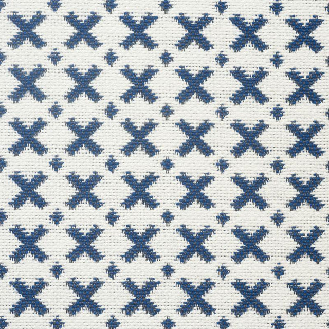 Schumacher Elias Blue & Ivory Fabric