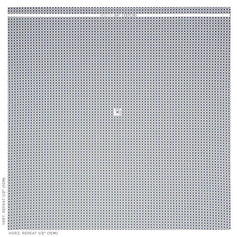 Schumacher Elias Blue & Ivory Fabric