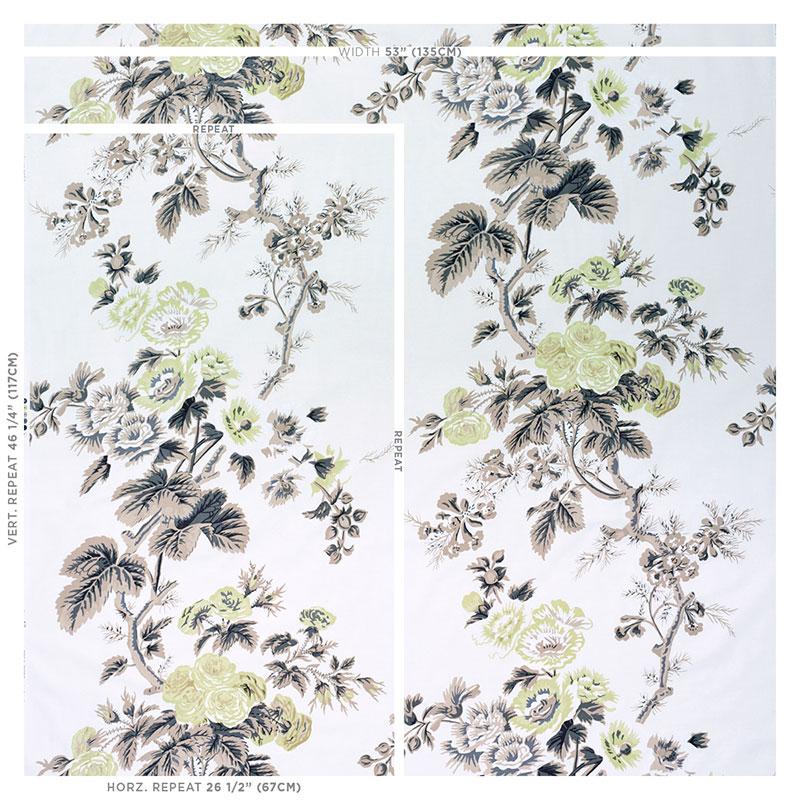 Schumacher Pyne Hollyhock Green Tea Fabric