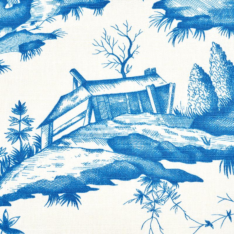 Schumacher Shengyou Toile Blue Fabric