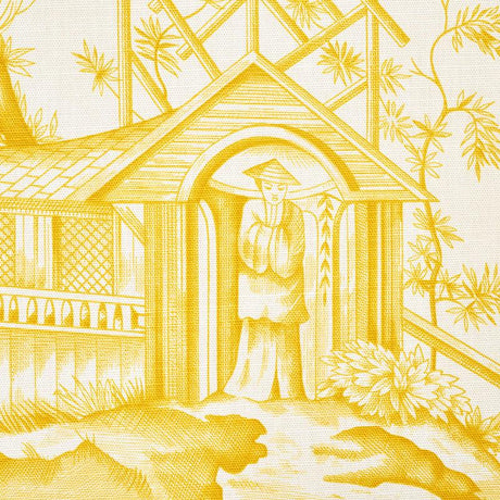 Schumacher Shengyou Toile Yellow Fabric