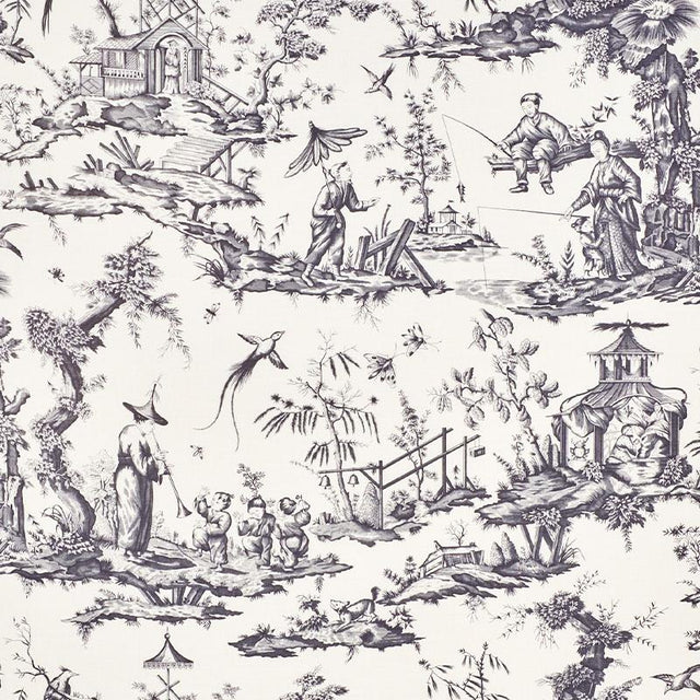 Schumacher Shengyou Toile Black Fabric
