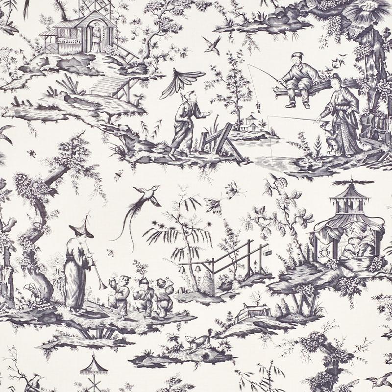Schumacher Shengyou Toile Black Fabric