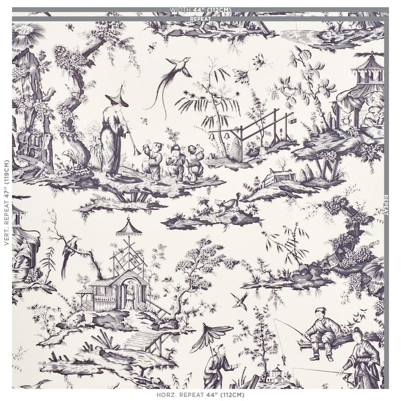 Schumacher Shengyou Toile Black Fabric