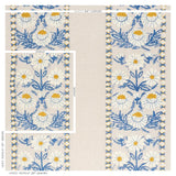 Schumacher Marguerite Embroidery Blue & Ochre Fabric
