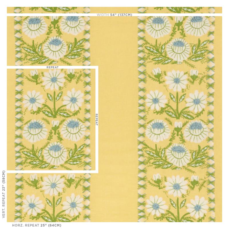 Schumacher Marguerite Embroidery Buttercup Fabric