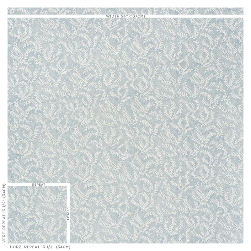 Schumacher Etched Fern Blue Fabric