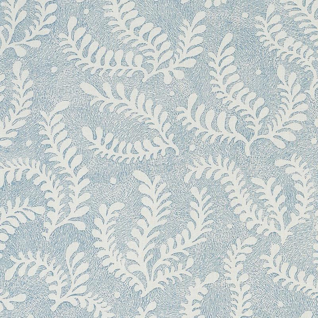 Schumacher Etched Fern Blue Fabric