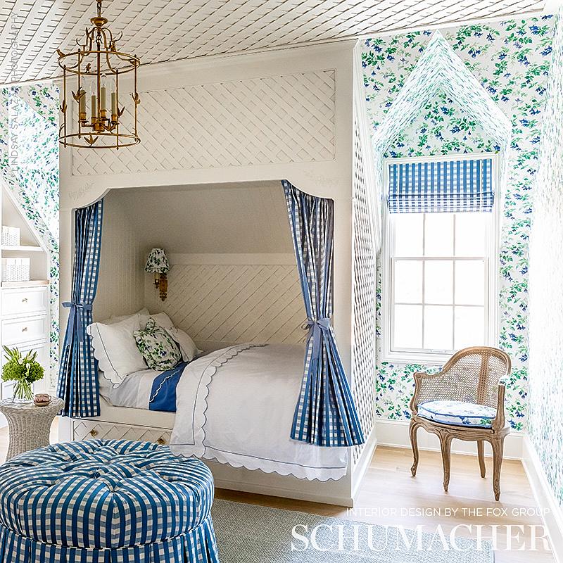 Schumacher Garden Gate Chintz Cobalt Fabric