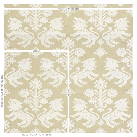 Schumacher Regalia Sisal Ivory On Natural Wallpaper