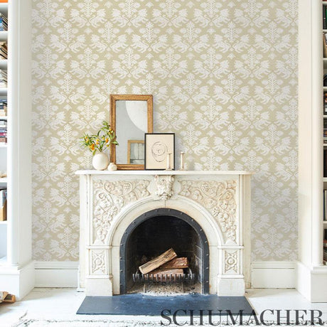 Schumacher Regalia Sisal Ivory On Natural Wallpaper