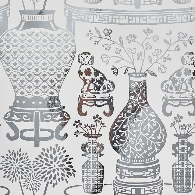 Schumacher Hellene Mylar Silver Wallpaper