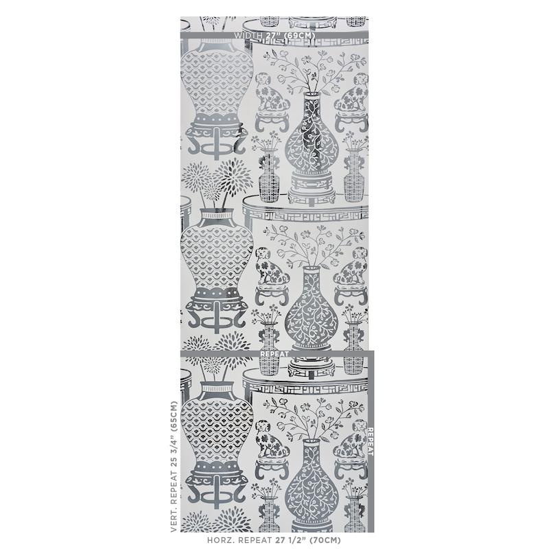 Schumacher Hellene Mylar Silver Wallpaper