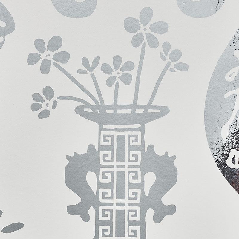 Schumacher Hellene Mylar Silver Wallpaper