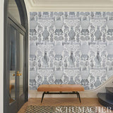 Schumacher Hellene Mylar Silver Wallpaper