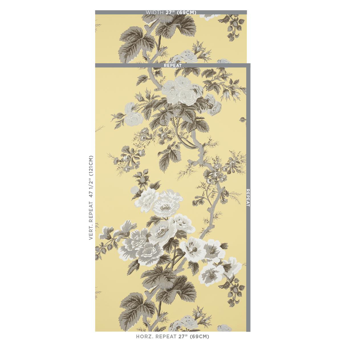 Schumacher Pyne Hollyhock Buttercup Wallpaper