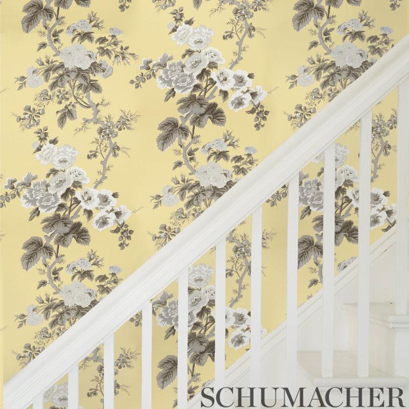 Schumacher Pyne Hollyhock Buttercup Wallpaper