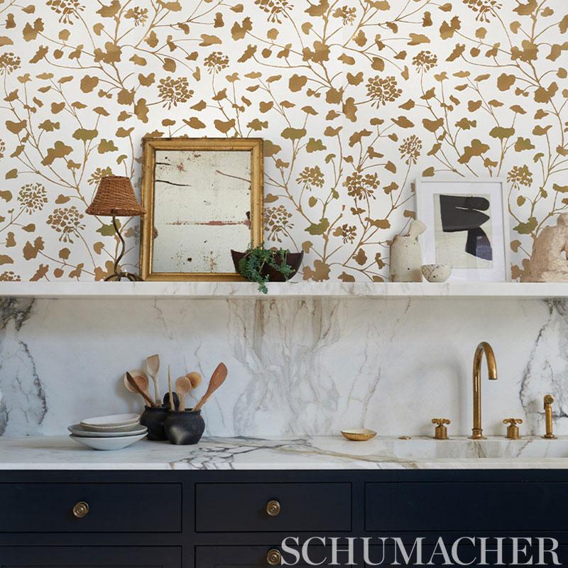 Schumacher Pennick Mylar Gold Wallpaper