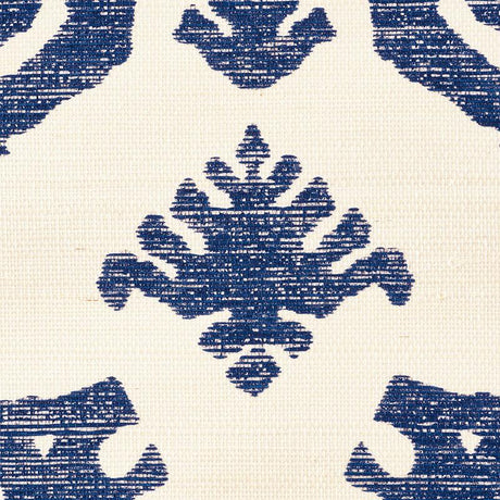 Schumacher Regalia Sisal Blue Wallpaper