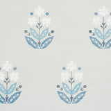 Schumacher Floweret Sisal Blues Wallpaper