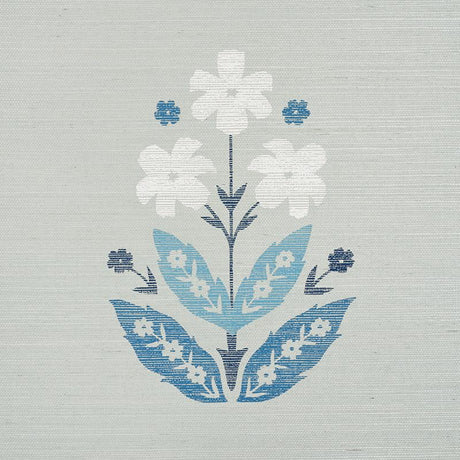 Schumacher Floweret Sisal Blues Wallpaper