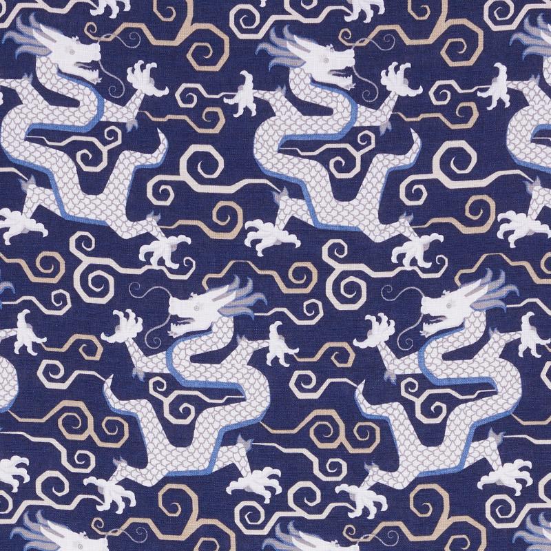 Schumacher Bixi Dragon Blue Fabric