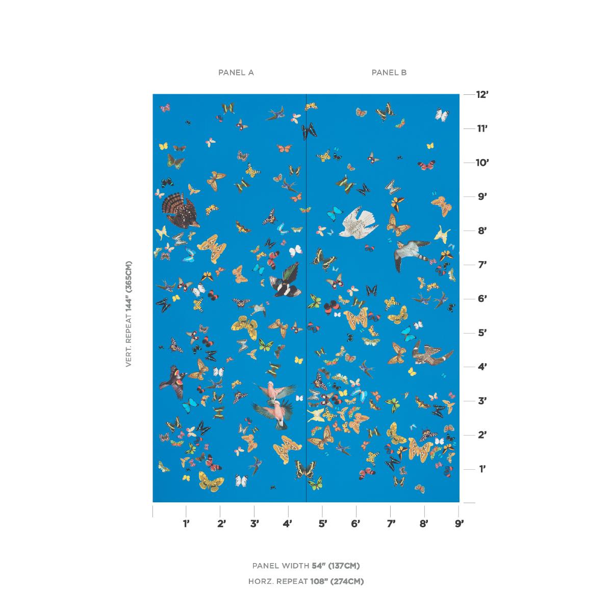 Schumacher Queen'S Flight Panel Set Royal Blue Wallpaper