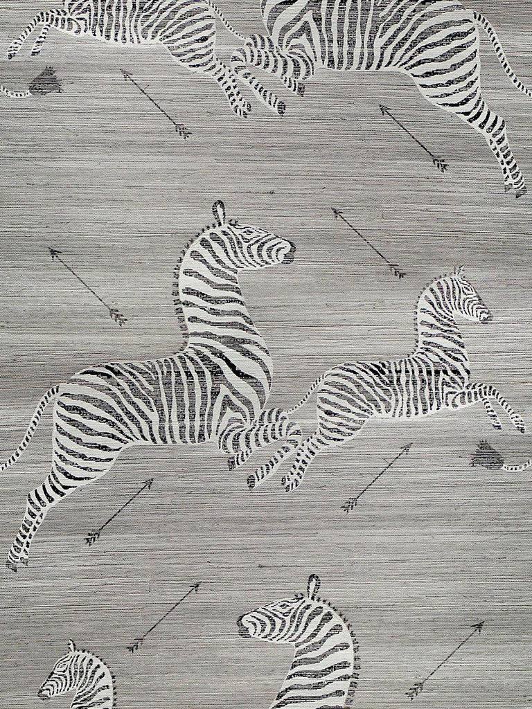 Scalamandre Zebras - Grasscloth Metallic Silver Wallpaper