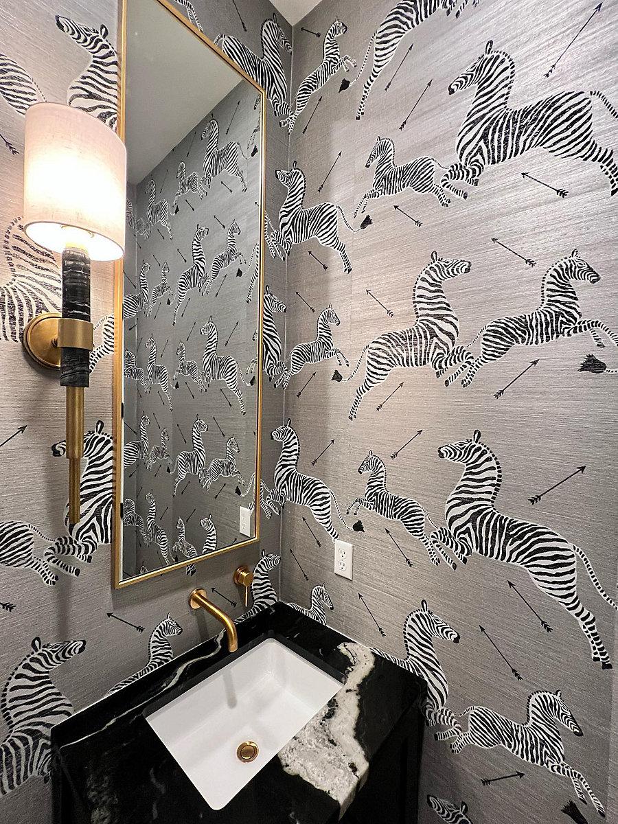 Scalamandre Zebras | Grasscloth Metallic Silver Wallpaper
