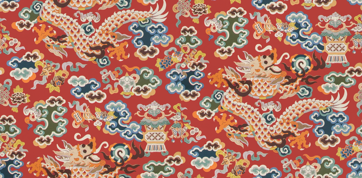 Brunschwig & Fils MING DRAGON CLARET Wallpaper