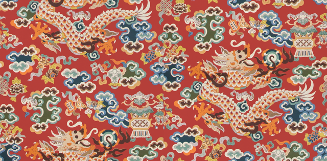 Brunschwig & Fils MING DRAGON CLARET Wallpaper